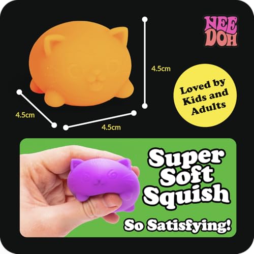 LYNSOLAB DOUGHMALT Groovy Needoh Teenie Cool Cat Squeeze Toy 3-Pack Cat Shape Multi 14+
