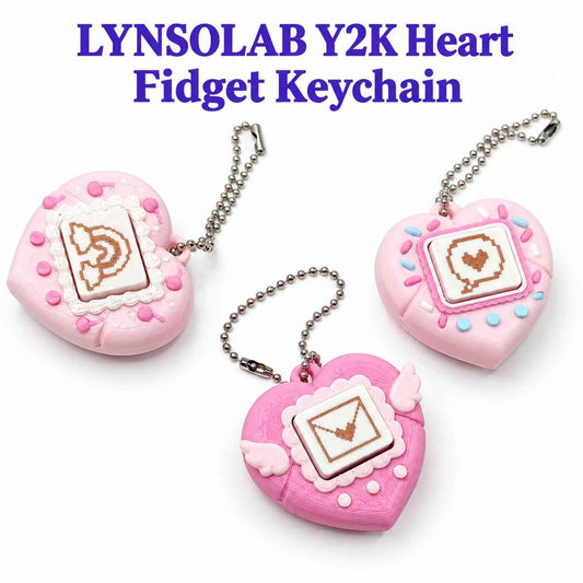 LYNSOLAB Y2K Heart Fidget Keychain - Portable Sensory Stress Reliever