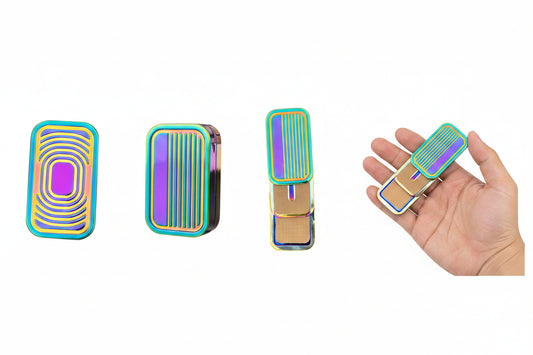 Rainbow Metal Magnetic Slider Fidget Toy EDC Stress Relief Push Card for Adults ADHD Anxiety OCD - Lynsolab