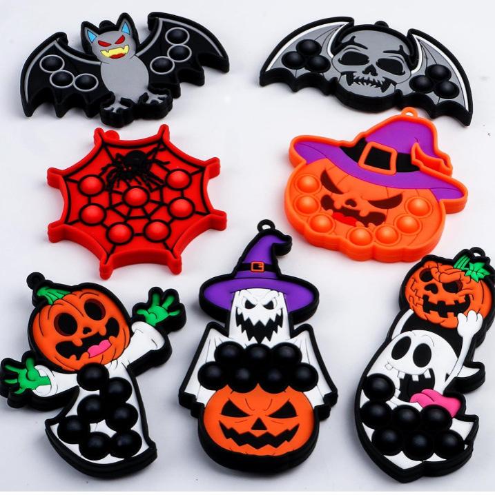 LYNSOLAB Halloween Fidget Keychains - Fun Silicone Push Bubble Toys for Stress Relief