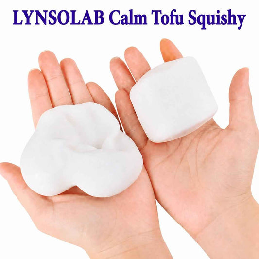 Calm Tofu Squishy, LYNSOLAB Fidget, Portable Slow Rising Soft Stress Relief Toy, Sensory Squeeze Toy, 1/2 pcs