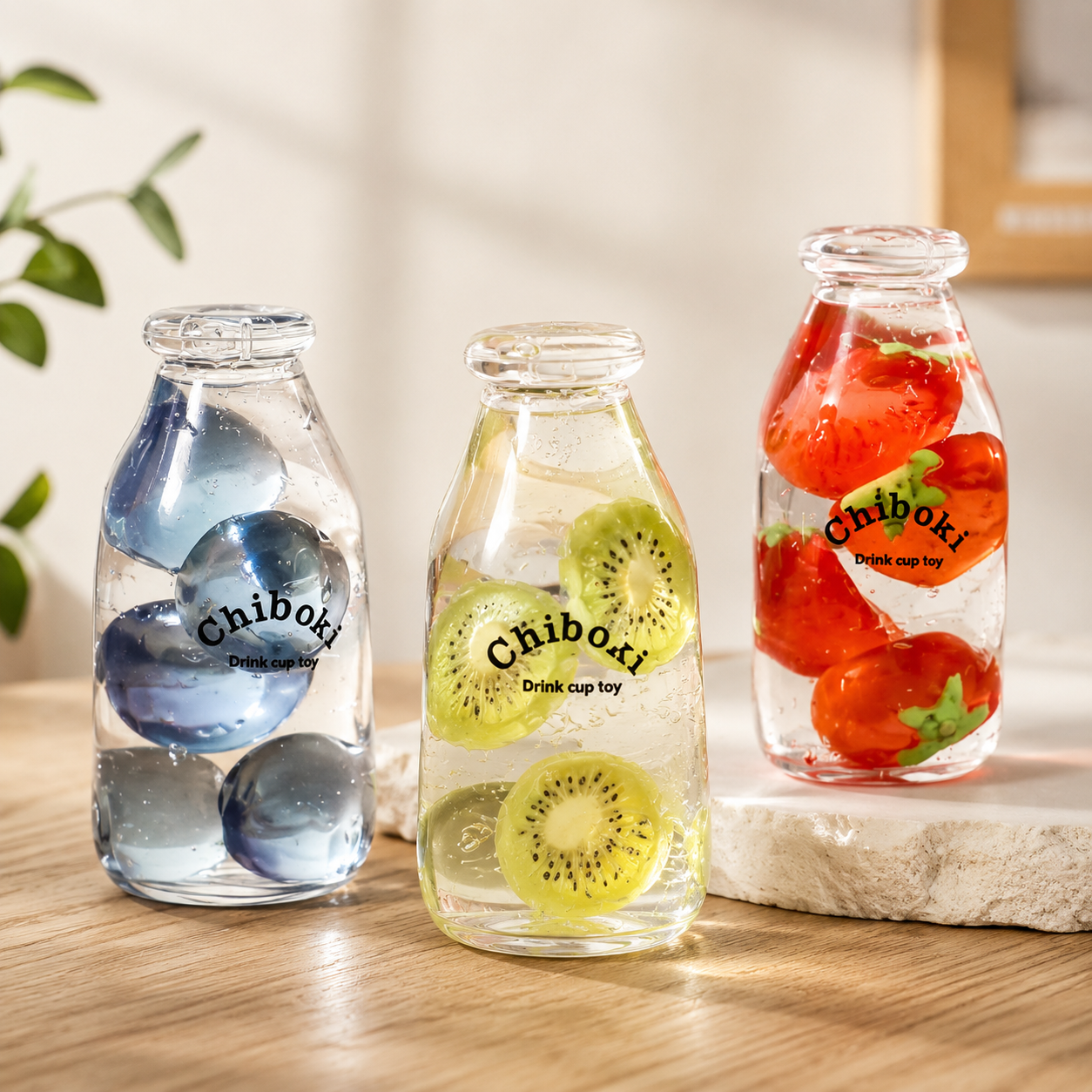 Cute Drink Cup Shaped Squeeze FidgetToy,Soft Squishy Sensory Toy,Slow Rising TPR Gel-Filled Toy with Frui