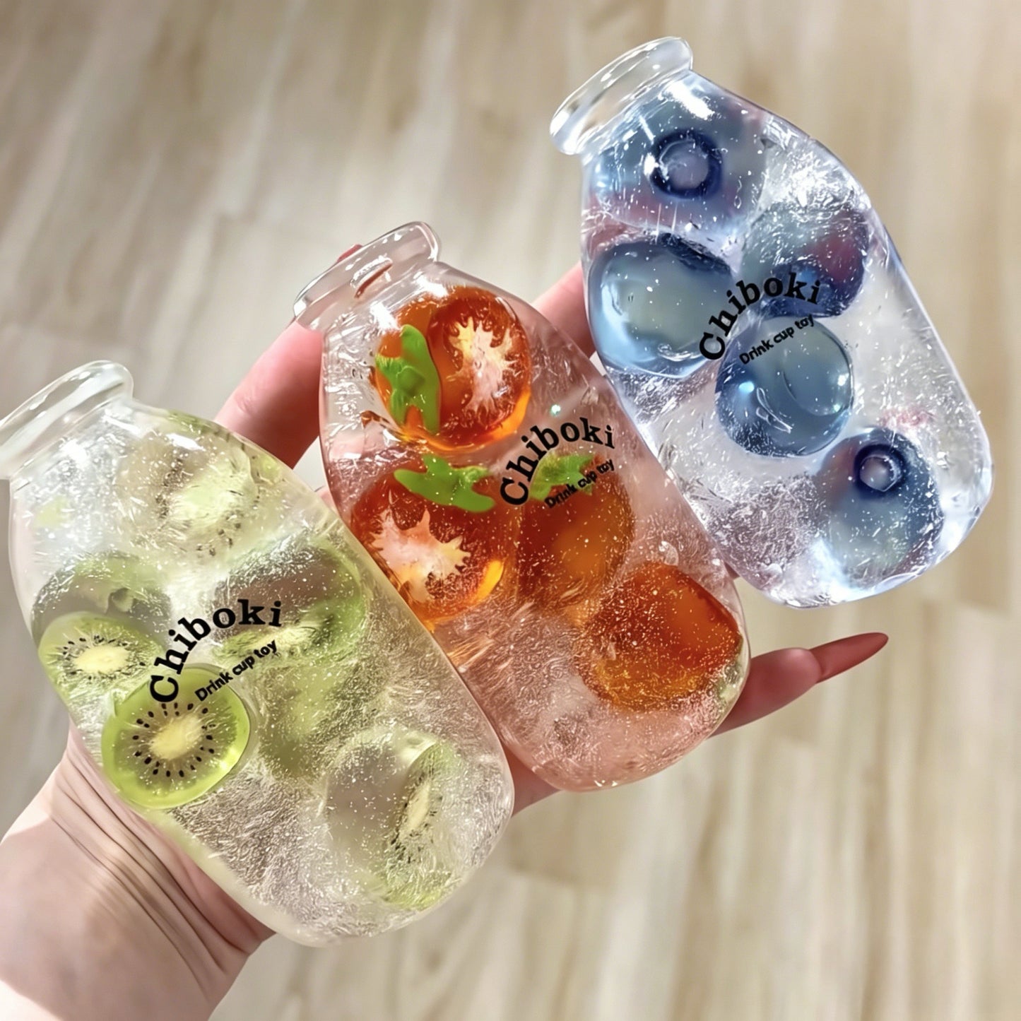 Cute Drink Cup Shaped Squeeze FidgetToy,Soft Squishy Sensory Toy,Slow Rising TPR Gel-Filled Toy with Frui
