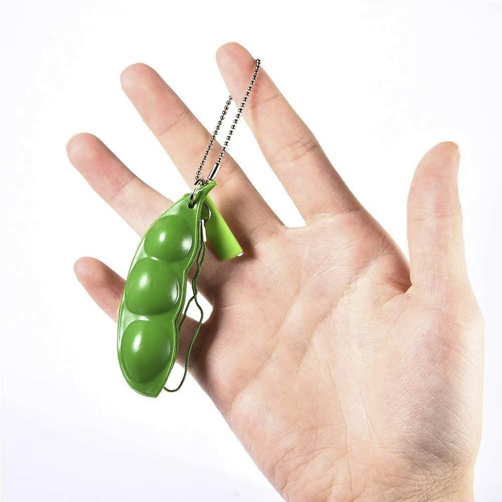 Fidget Toys Squishy Pea Pod Fidget Toy, Stress Relief Squeeze Bean Sensory Fidget Keychain for Anxiety Relief & Focus Improvement - Lynsolab