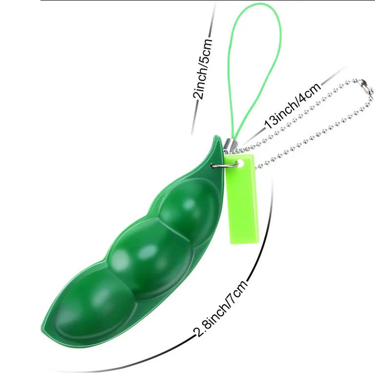 Fidget Toys Squishy Pea Pod Fidget Toy, Stress Relief Squeeze Bean Sensory Fidget Keychain for Anxiety Relief & Focus Improvement - Lynsolab