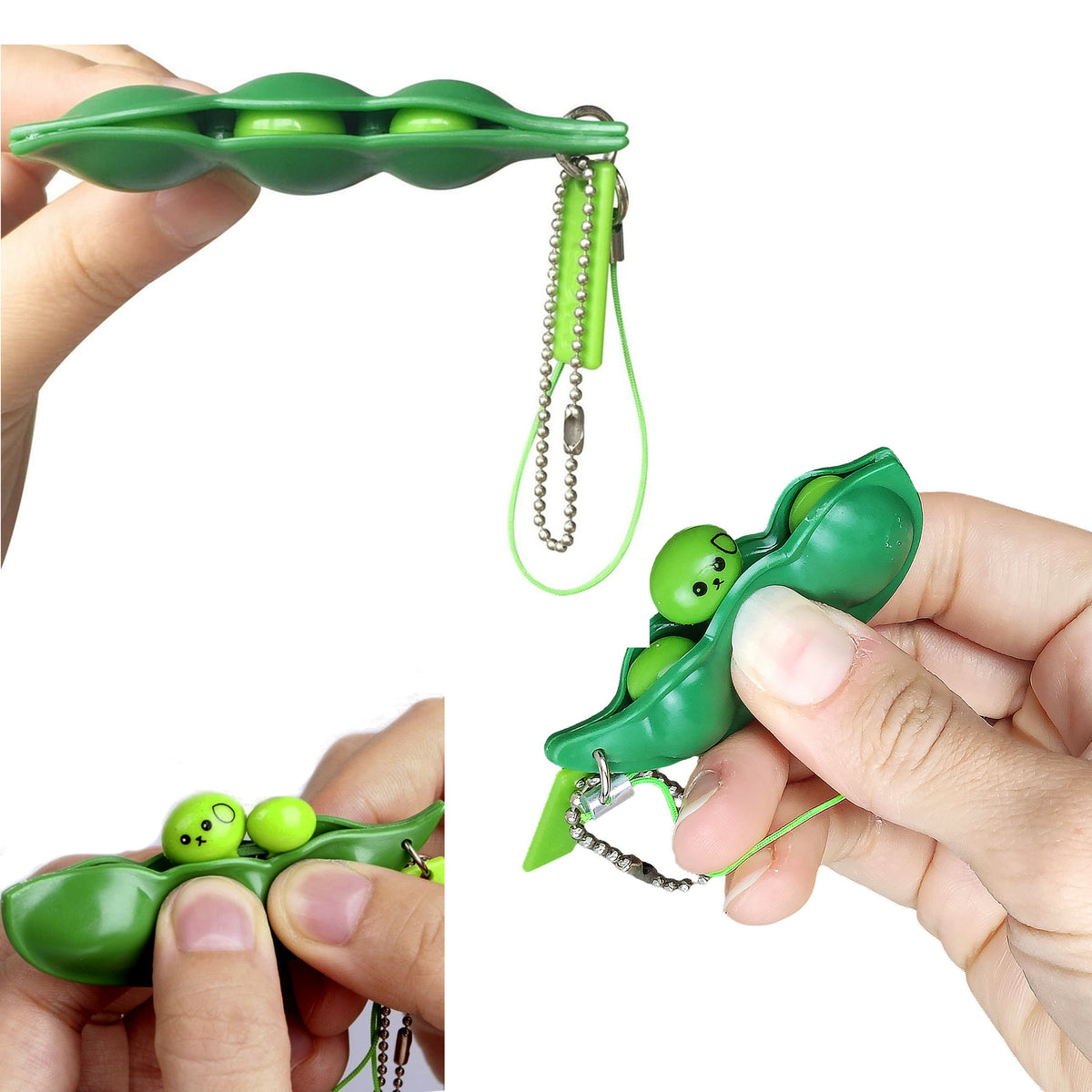 Fidget Toys Squishy Pea Pod Fidget Toy, Stress Relief Squeeze Bean Sensory Fidget Keychain for Anxiety Relief & Focus Improvement - Lynsolab