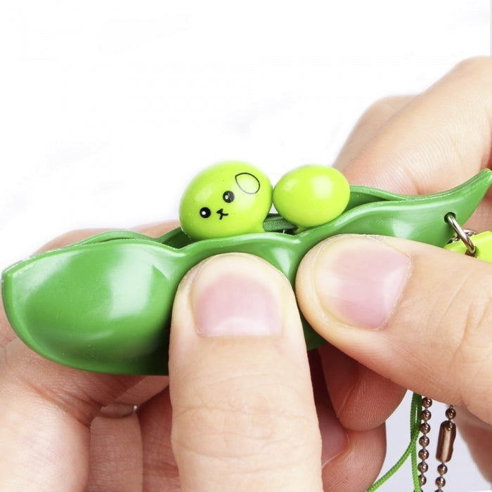 Fidget Toys Squishy Pea Pod Fidget Toy, Stress Relief Squeeze Bean Sensory Fidget Keychain for Anxiety Relief & Focus Improvement - Lynsolab