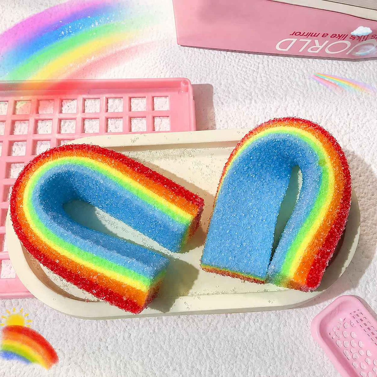 Taba Rainbow Strip Squishy Toy, LYNSOLAB Fidget, Portable Stress Relief Sensory Squeeze Toy