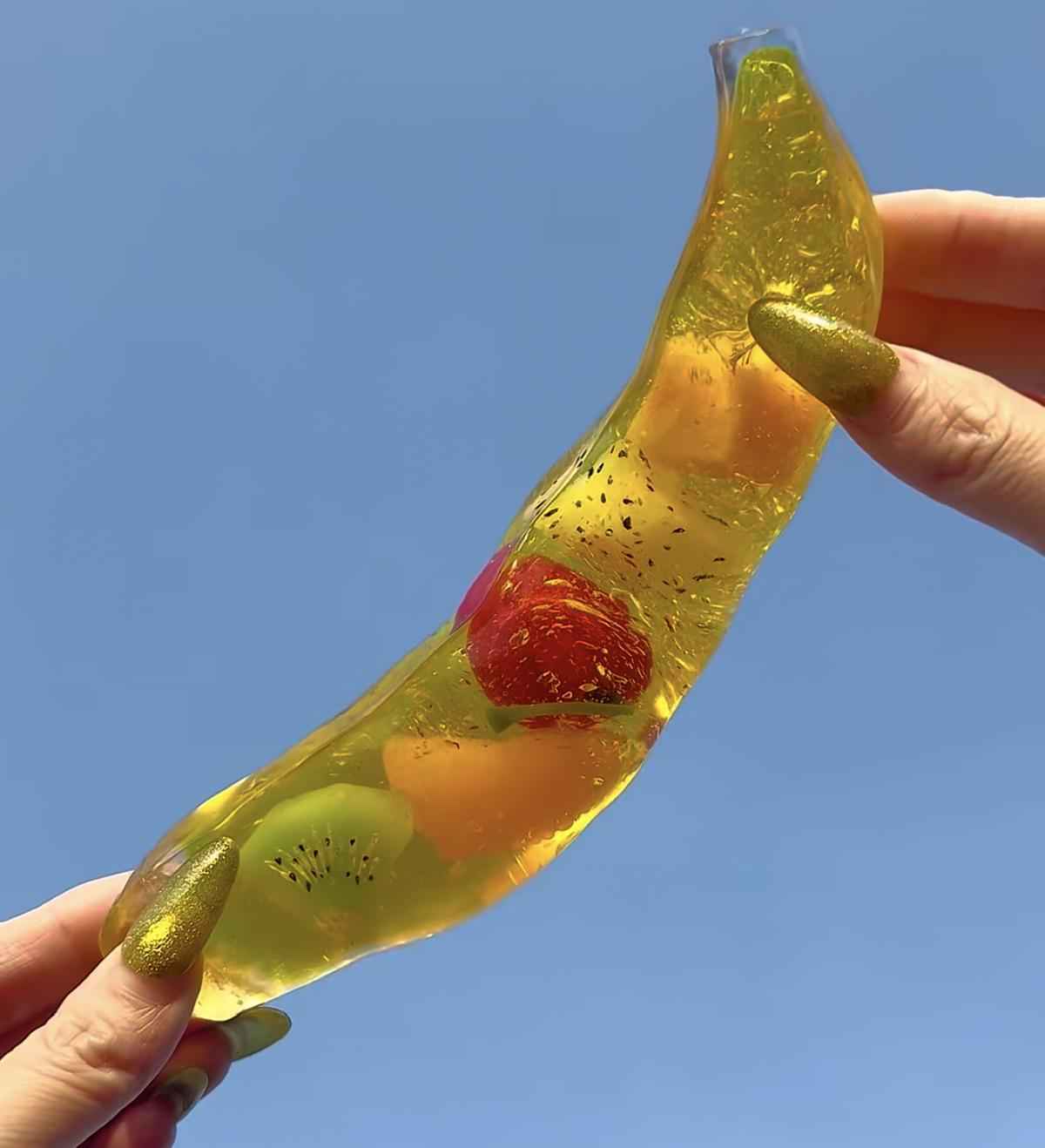 Moldable Jelly Filled Banana Squishy | Soft Squeeze Fidget Toy for Stress Relief