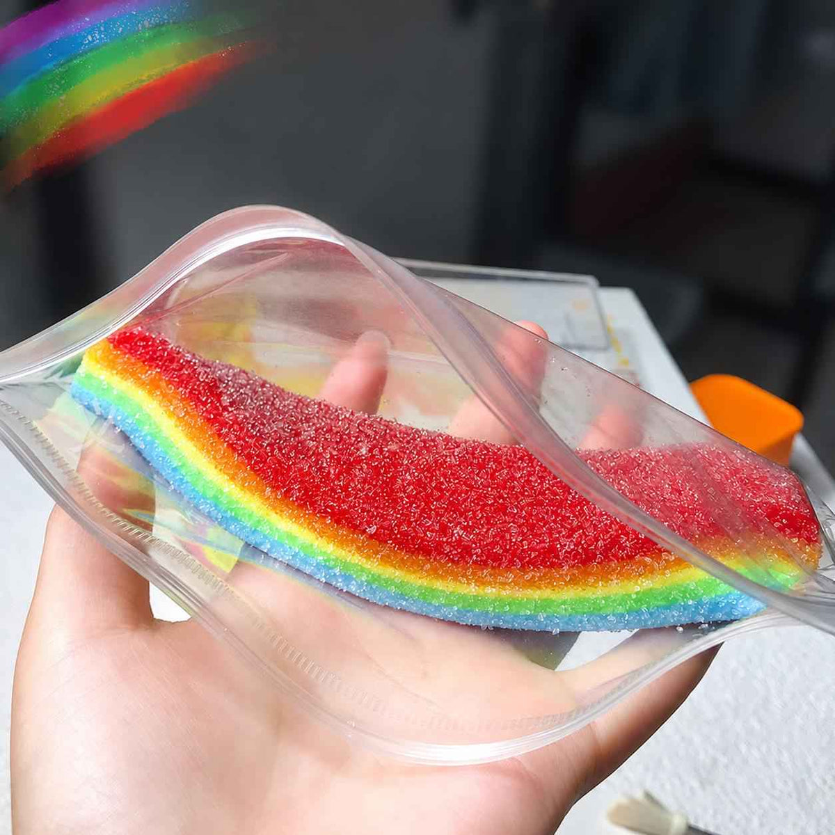 Taba Rainbow Strip Squishy Toy, LYNSOLAB Fidget, Portable Stress Relief Sensory Squeeze Toy