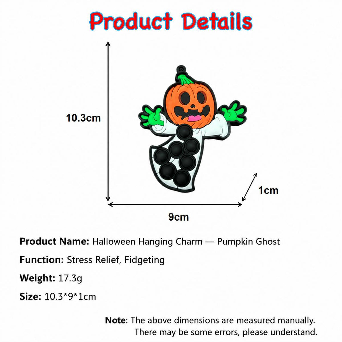 LYNSOLAB Halloween Fidget Keychains - Fun Silicone Push Bubble Toys for Stress Relief