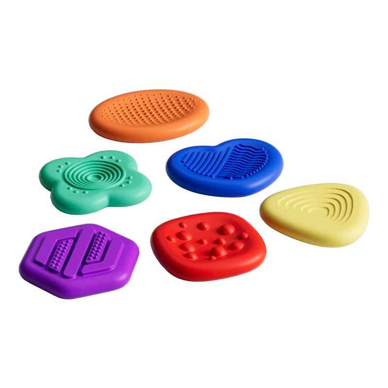 6Pcs Silicone Sensory Stones Set - Textured Fidget Toys for Kids Adults, Calming Sensory Play for Anxiety Relief, Focus Training, Home Classroom Travel Use