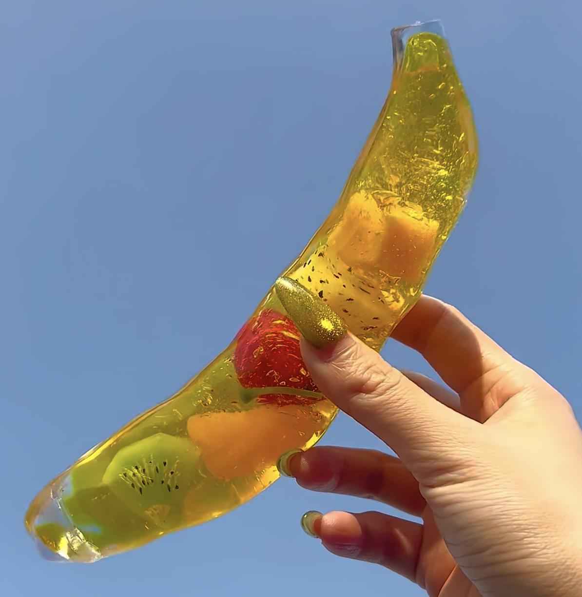 Moldable Jelly Filled Banana Squishy | Soft Squeeze Fidget Toy for Stress Relief