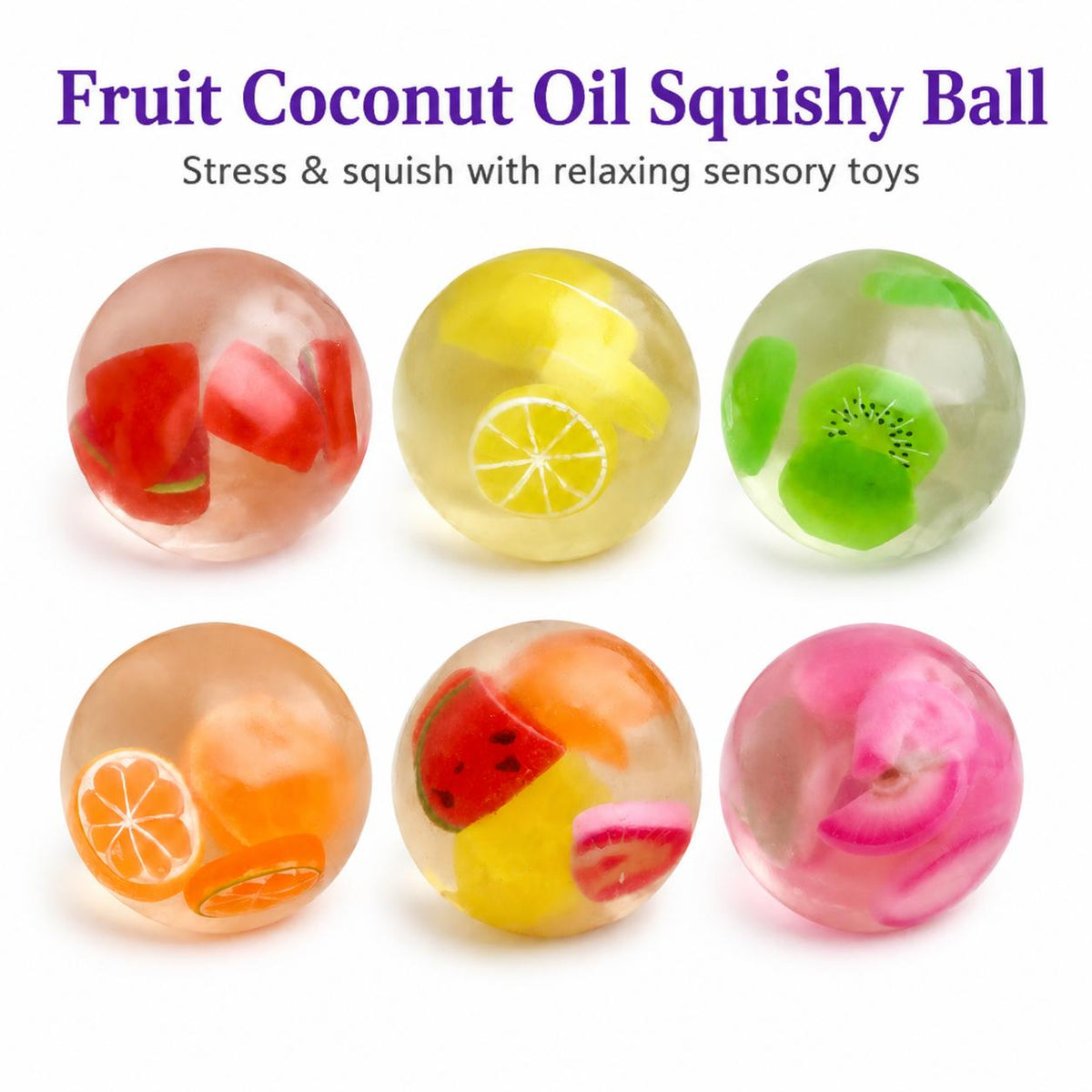 Squishy Jelly Stress Ball - 6cm Clear Soft Squeeze Fidget Toy for Instant Relaxation