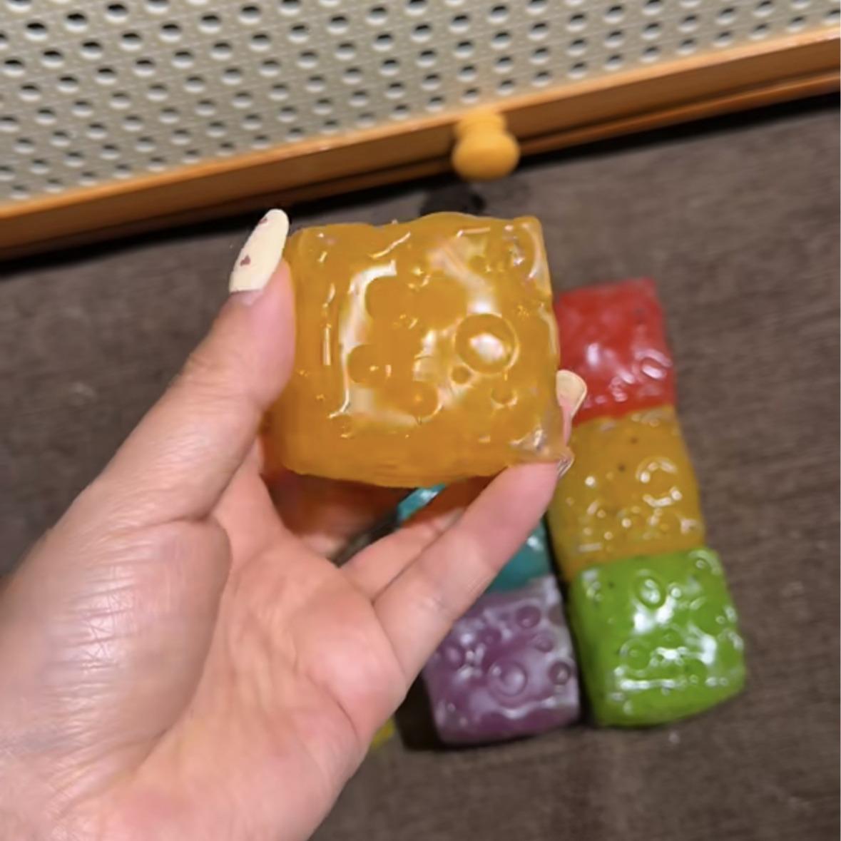 LYNSOLAB Pocket Cheese Slushy Squishy, Portable Sensory Fidget Squeeze Toy,Pocket-Size Stress Relief Toy