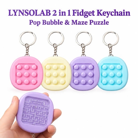 Enhance Your Focus with the LYNSOLAB 2-in-1 Fidget Keychain: Pop Bubble & Maze Puzzle Stress Relief Toy