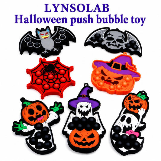 LYNSOLAB Halloween Fidget Keychains - Fun Silicone Push Bubble Toys for Stress Relief