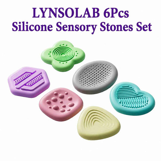 6Pcs Silicone Sensory Stones Set - Textured Fidget Toys for Kids Adults, Calming Sensory Play for Anxiety Relief, Focus Training, Home Classroom Travel Use