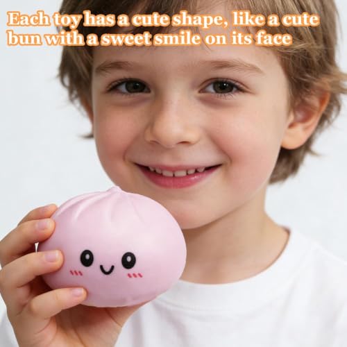 Doughy Glitter Dumpling Squishy Squeeze Toy - Bao Bun Shape - Pink