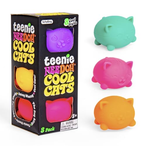 LYNSOLAB DOUGHMALT Groovy Needoh Teenie Cool Cat Squeeze Toy 3-Pack Cat Shape Multi 14+