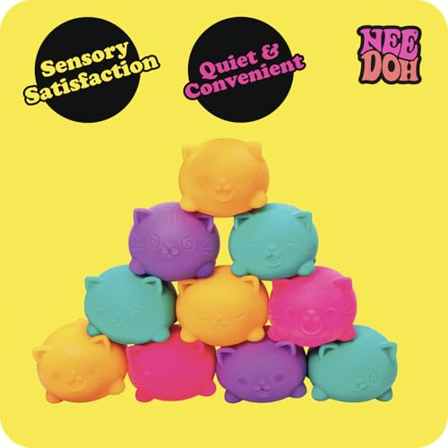 LYNSOLAB DOUGHMALT Groovy Needoh Teenie Cool Cat Squeeze Toy 3-Pack Cat Shape Multi 14+