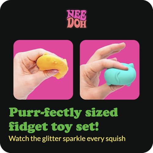 LYNSOLAB DOUGHMALT Groovy Needoh Teenie Cool Cat Squeeze Toy 3-Pack Cat Shape Multi 14+