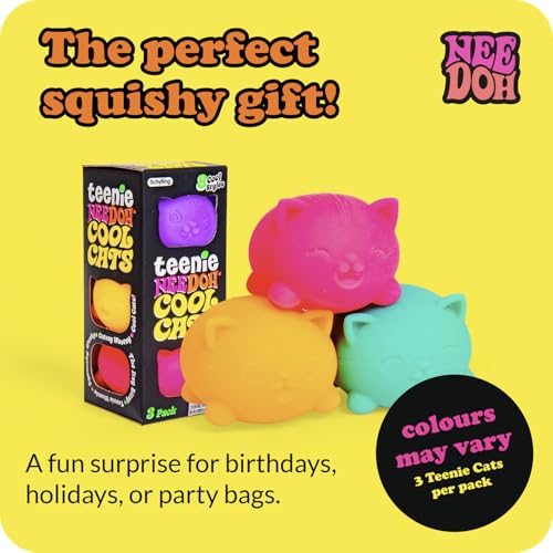 LYNSOLAB DOUGHMALT Groovy Needoh Teenie Cool Cat Squeeze Toy 3-Pack Cat Shape Multi 14+