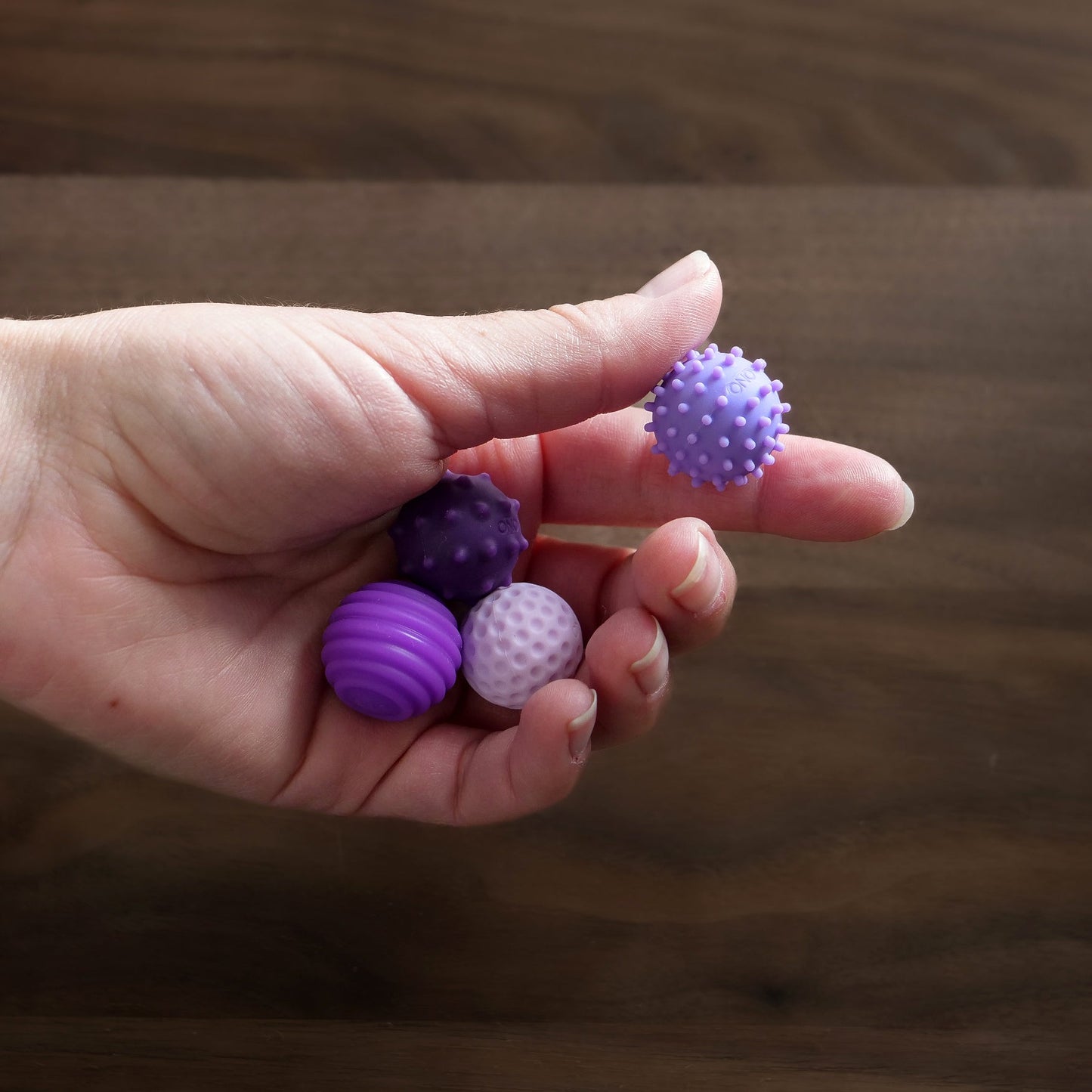 LYNSOLAB Sensory Silicone Fidget Balls 4 Textured Non-Magnetic Tactile Stress Relief Toys