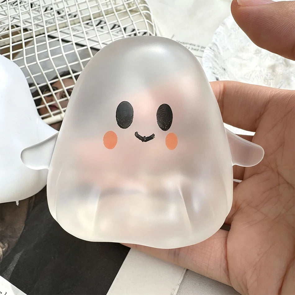Charming Ghost Pumpkin Stress Relief Toy | Soft Coconut Oil Fidget for Halloween Fun