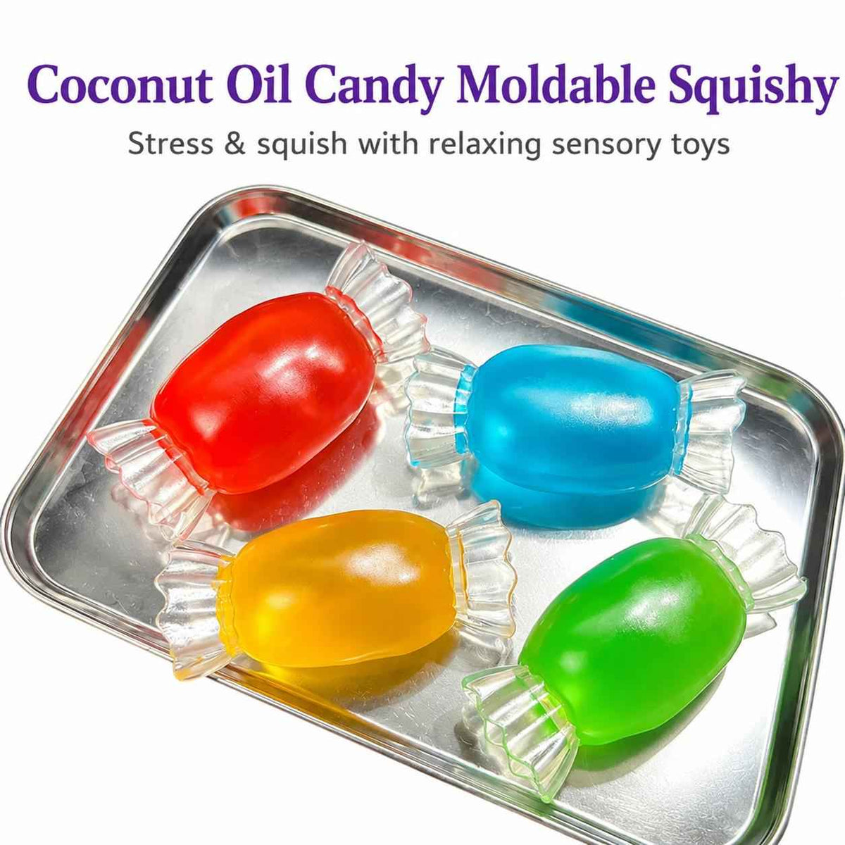 Candy-Shaped Coconut Oil Squishy | Soft Jelly Fidget Toy for Stress Relief