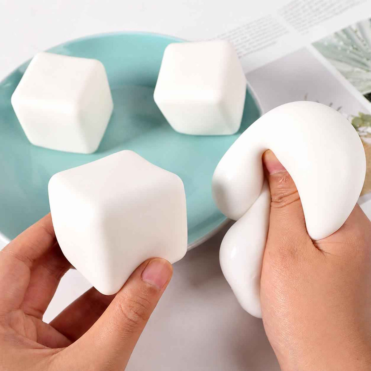 Calm Tofu Squishy, LYNSOLAB Fidget, Portable Slow Rising Soft Stress Relief Toy, Sensory Squeeze Toy, 1/2 pcs