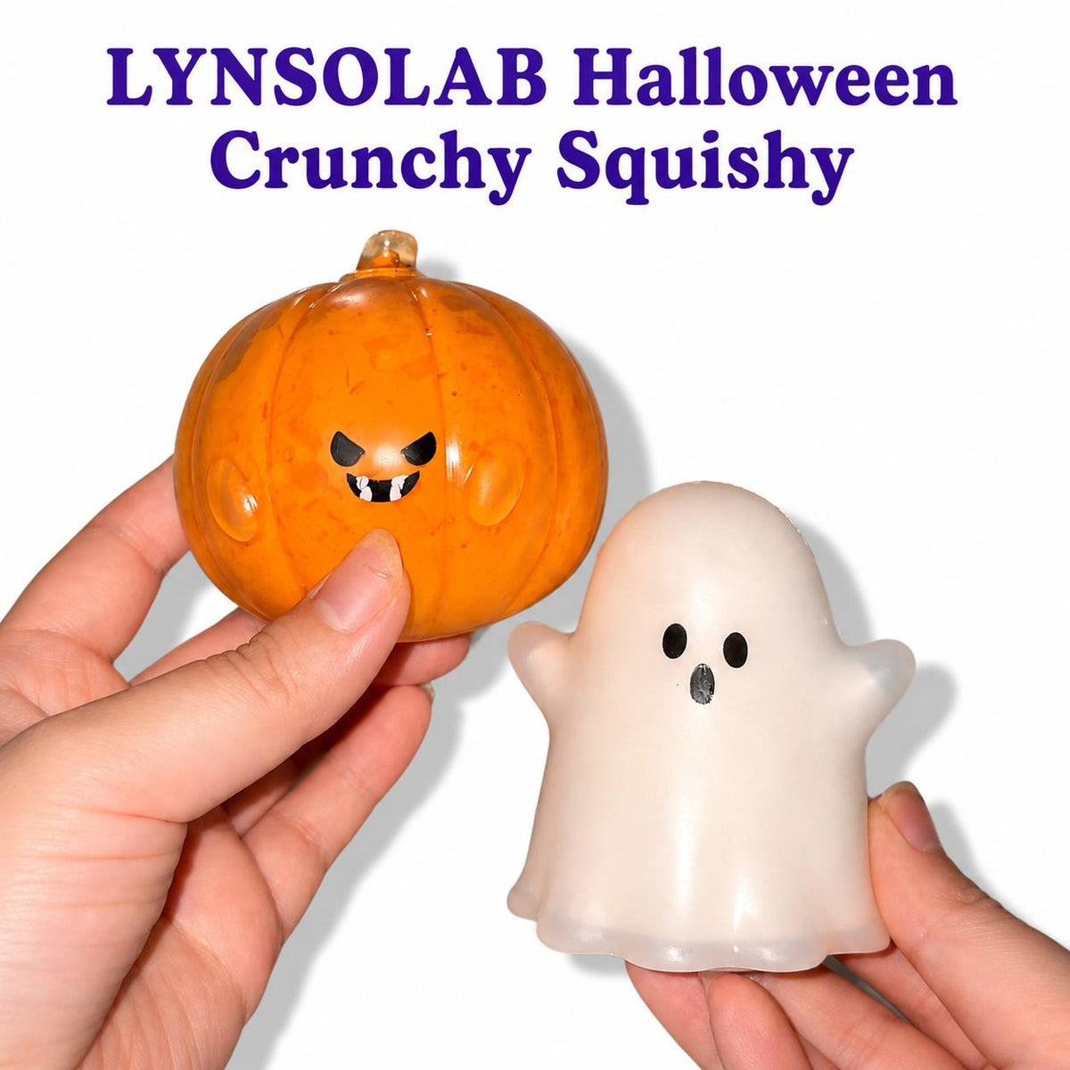 LYNSOLAB Halloween Crunchy Squishy - Fun Pumpkin & Ghost Fidget Toy for Stress Relief