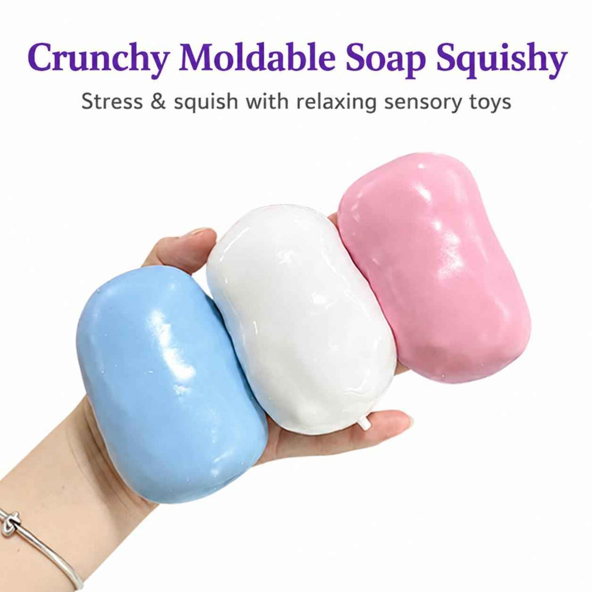 Squeeze Away Stress with Our Soap Squishy Sensory Fidget Toy - 3 Vibrant Colors