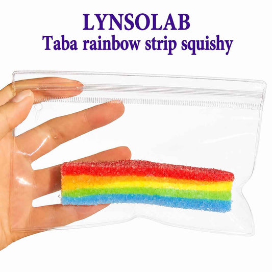 Taba Rainbow Strip Squishy Toy, LYNSOLAB Fidget, Portable Stress Relief Sensory Squeeze Toy