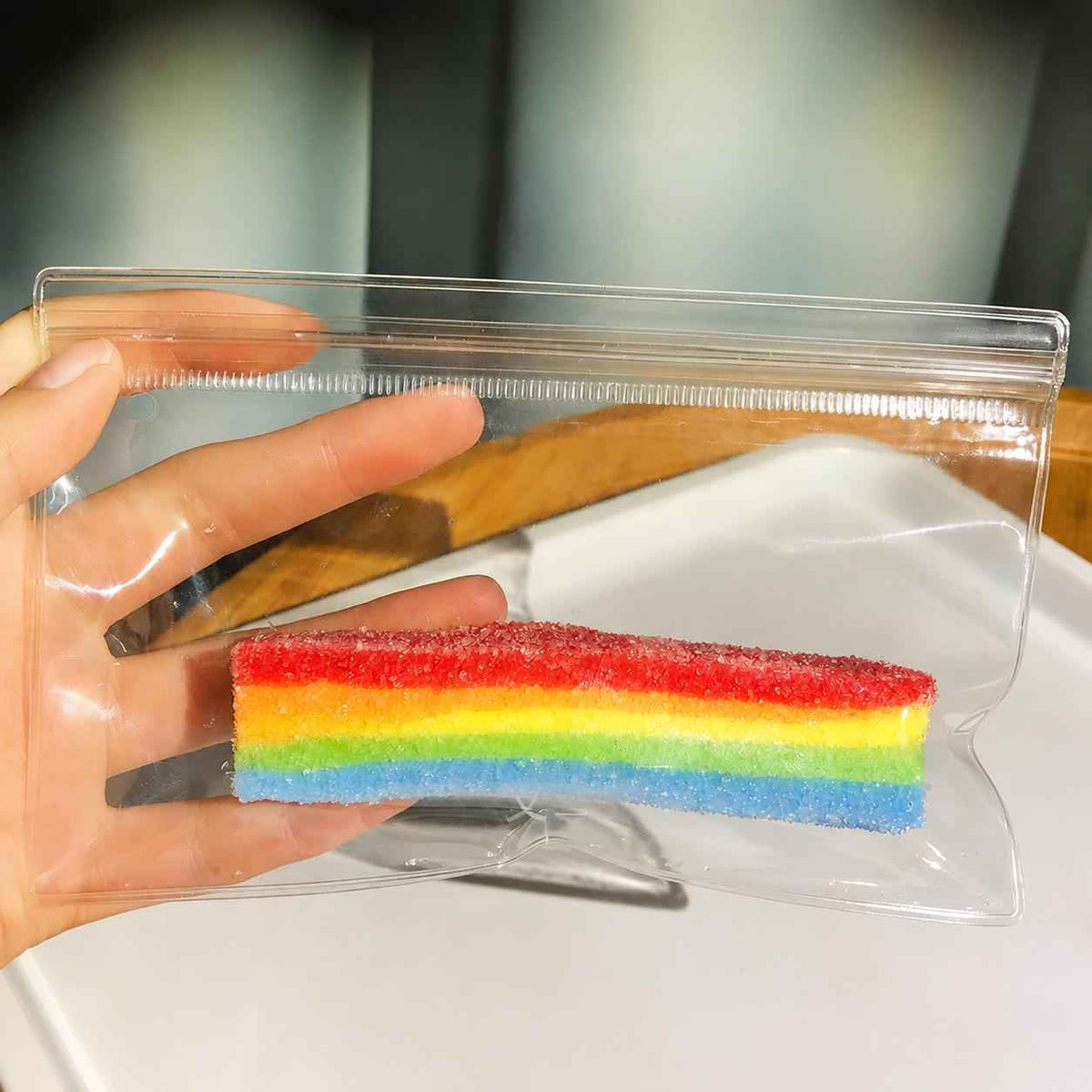 Taba Rainbow Strip Squishy Toy, LYNSOLAB Fidget, Portable Stress Relief Sensory Squeeze Toy
