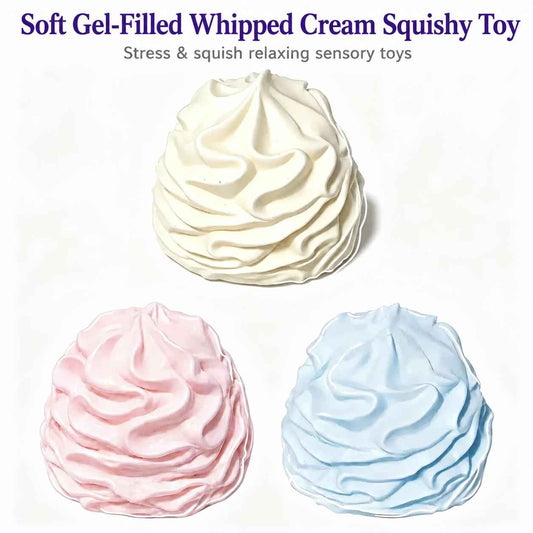 Soft Gel Filled Whipped Cream Squishy Toy, Moldable Slow Rebound Stress & Anxiety Relief Fidget Toy, Calming Sensory Toy for Relaxation, Single Color