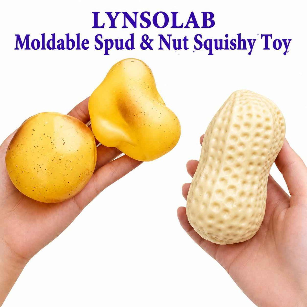 Coconut Oil Texture Shaped Squishy - Stress Relief Fidget Toy, Slow Rebound Moldable Sensory Toy, Calming Anxiety Relief, Potato & Peanut Designs LYNSOLAB Squishy Toys