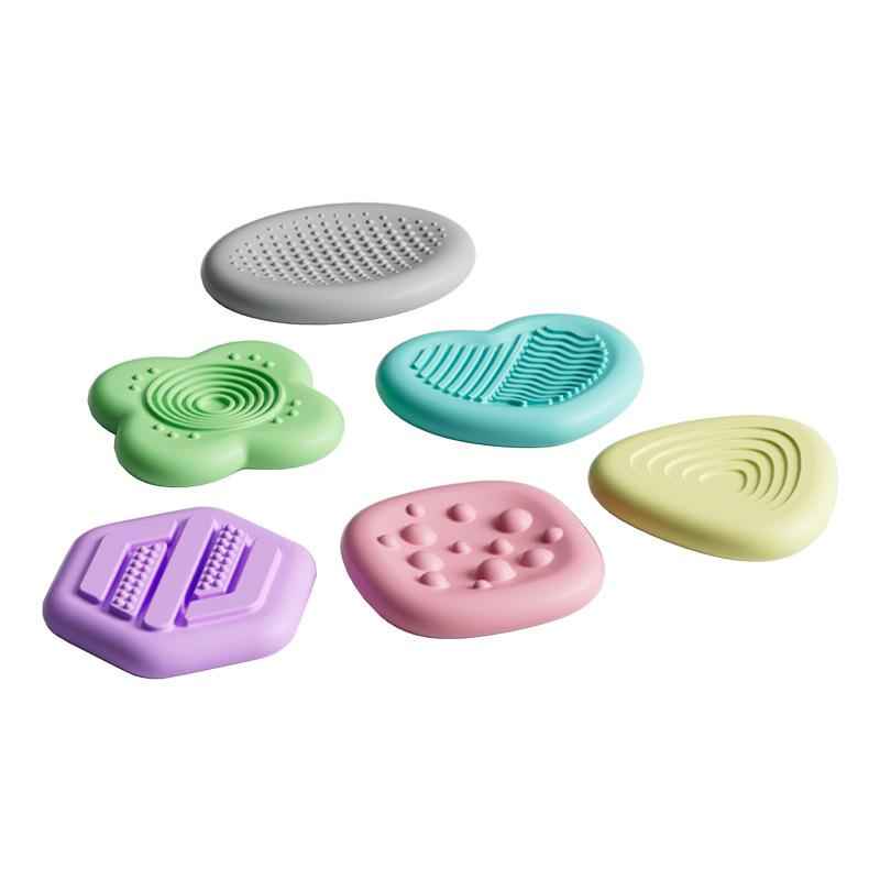 6Pcs Silicone Sensory Stones Set - Textured Fidget Toys for Kids Adults, Calming Sensory Play for Anxiety Relief, Focus Training, Home Classroom Travel Use