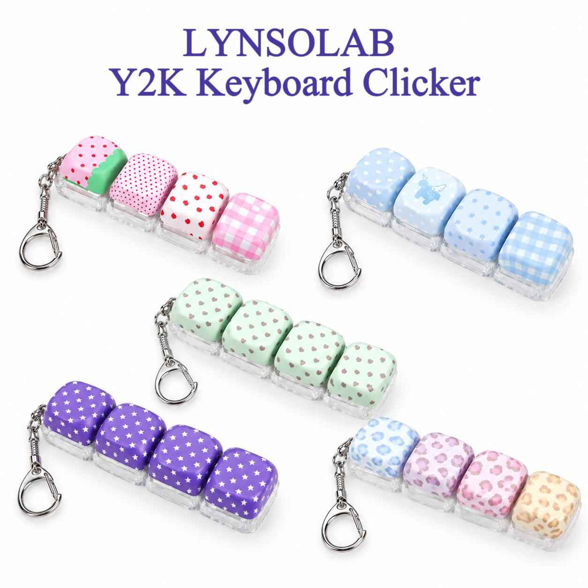 LYNSOLAB Y2K Keyboard Clicker Fidget Toy - Portable Keychain Stress Relief