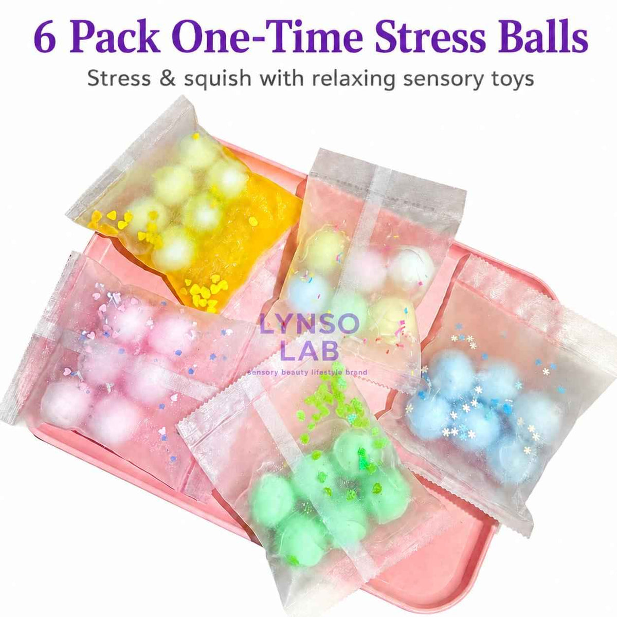 6-Pack One-Time Use Crunchy Stress Balls for Instant ASMR Relief