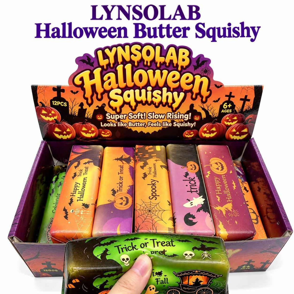 Satisfying Halloween Butter Shaped Squishy 12-Piece Gift Set for Stress Relief & Fidget Fun
